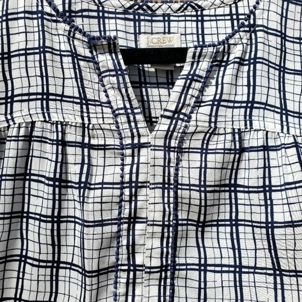 J. Crew Plaid Striped Silky Pullover Blouse Size XS‎